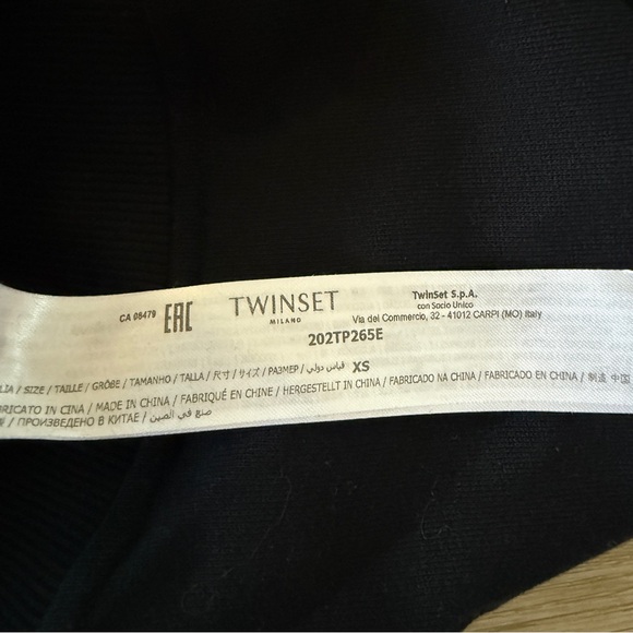 TWINSET Milano Black Fringe Oversized Zip Up Hoodie - Picture 5 of 10